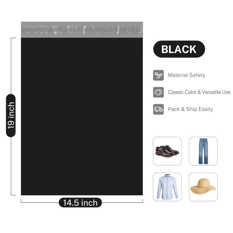 Metronic Poly Mailers 14.5x19 200Pcs Black, Large Shipping Bags for Clothing, Strong Adhensive Mailing Bags Shipping Envelopes Bags for Small Business - Image 2